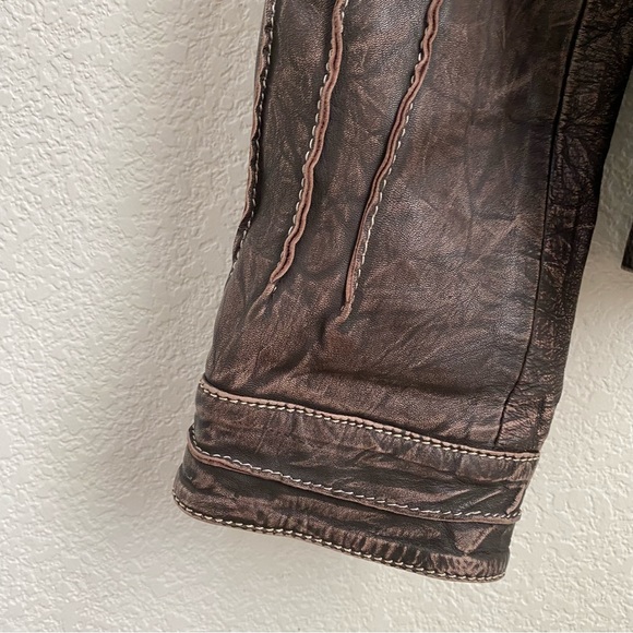 SCULLY Genuine Leather Brown Vintage Look Distressed Topstitch Leather Jacket - Picture 12 of 14